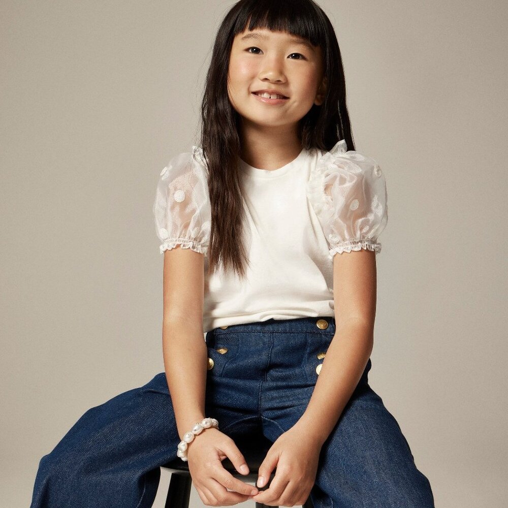 Crewcuts Organza T-Shirt Girl XXL(14-15) Ivory Twee Special Occasion Holiday NWT